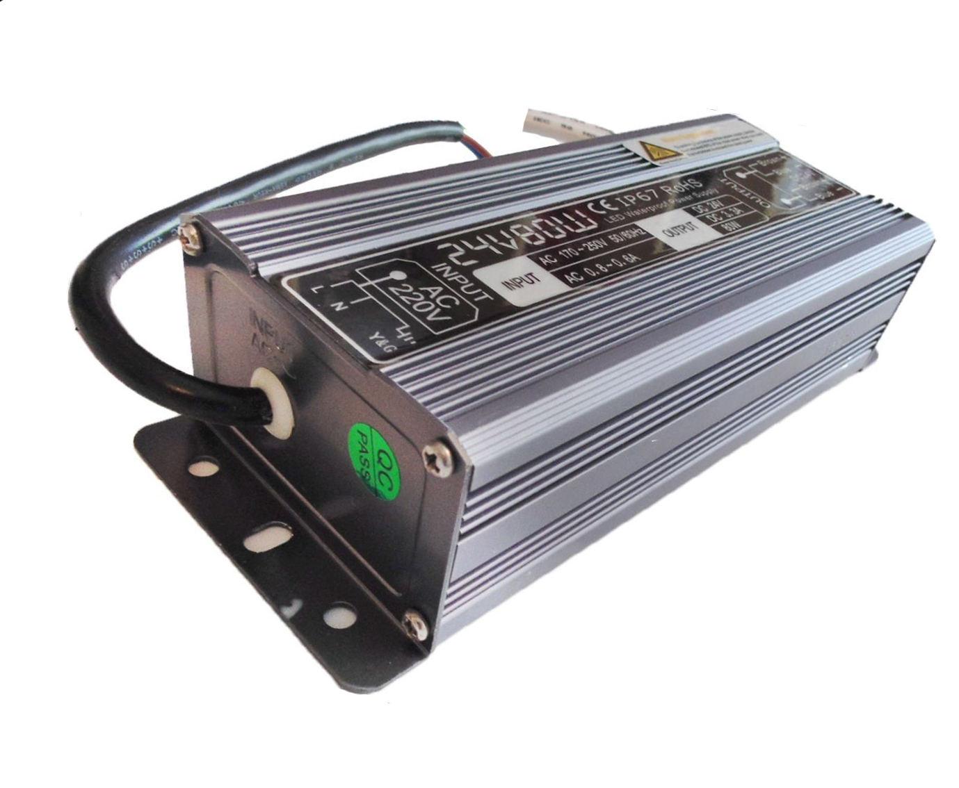 elektronische LED Trafo 80W  140-250V 2 x  Ausgang 24V   3.3A  IP67 SJ25
